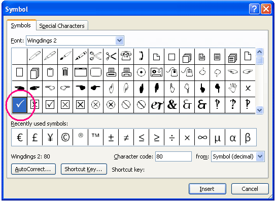 Ms Word Insert Tick Symbol Design Talk